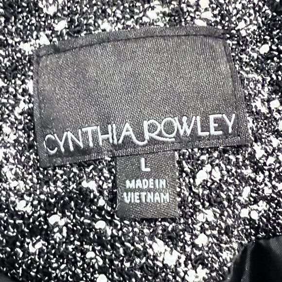 Cynthia Rowley Size Large Boucle Tweet Ruffle Collar Jacket Casual 3/4 Sleeve - Picture 7 of 10